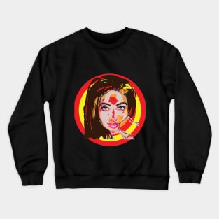 An Asia woman portrait digital abstract art. Crewneck Sweatshirt